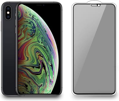 Smartphonica iPhone Xs Max privacy full cover tempered glass screenprotector van gehard glas met afgeronde hoeken geschikt voor iPhone Xs Max