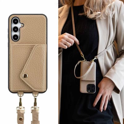 Selencia Hoesje - Geschikt voor Samsung Galaxy A35 - Sera Koordhoes met pashouder envelop - Taupe