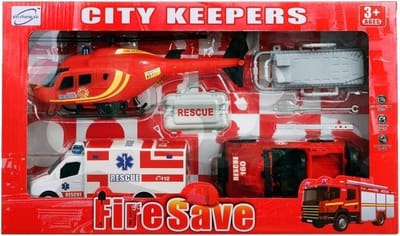 Jonotoys Brandweerset City Keepers 7-delig Rood
