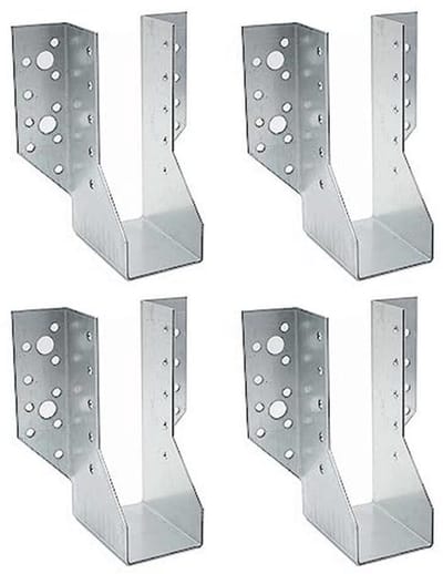 Balkdragers 4-Pack Type A - 48 x 136 x 75 mm - Zink - Balkverbinder met Vleugels voor Houten Paalhouders en Balken