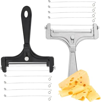 Verstelbare RVS Kaassnijder met 8 Vervangbare Draden, Handige Kaas Cutter voor Gruyere, Raclette en Mozzarella