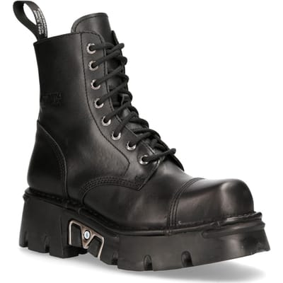 New Rock zwart lederen militaire bikerlaarzen - M-NEWMILI083-S19
