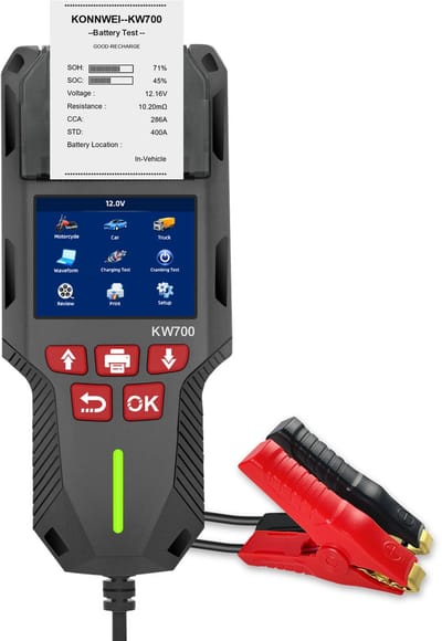 Konnwei KW700 - Accu tester 12V/24V - Batterijtester - Ingebouwde Pritner - Auto/Vrachtwagen/Motor