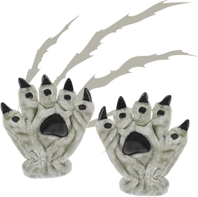 BoefieBoef Grijs Dinosaurus Klauw Kinderhandschoenen – One Size Kinderen – Warme Winter Dieren Wanten voor Peuters & Kleuters – Cosplay, Halloween & Carnaval Accessoire – Uniek Dierenpoot & Monster Design – Jongens & Meisjes Cadeau – Dierenpak
