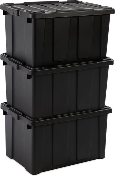 IRIS Powerbox Robuust Opbergbox - 68L - 100% Recycled Kunststof - Zwart - Set van 3