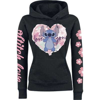 Lilo & Stitch - Disney Trui met capuchon - Love You - S tot XXL - voor Vrouwen - zwart