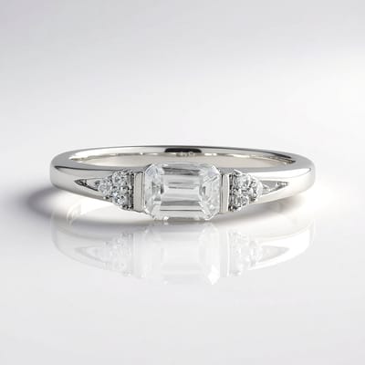 Cavill - 925 Sterling Zilveren Ring - Platina Geplateerd - 1,324 ct Achthoekige Zirkoon - Elegante Cambodjaanse Zirkonen 0,12 ct
