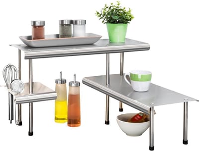 Wenko Keukenhoekplank Massivo Trio met 3 planken roestvrij staal