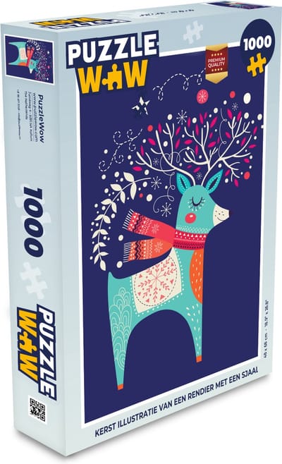 Puzzel Rendier - Kerst - Winter - Kerstversiering - Legpuzzel - Puzzel 1000 stukjes volwassenen - Kerst - Cadeau - Kerstcadeau voor mannen, vrouwen en kinderen