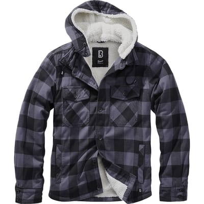 Brandit Tussenseizoensjas - Lumberjacket Hooded - S tot 5XL - voor Mannen - zwart-grijs