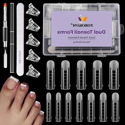 Complete Set van 120 Stukken Duidelijke Full Cover Teennagel Mallen, 12 Maten met Schaal en Kwastje voor Professionele Nagelkunst