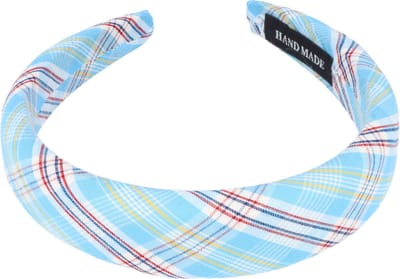 Haarsoires Haarband Diadeem 3cm – Dik Gevuld – Ruitprint – Blauw