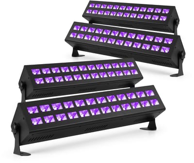 BeamZ set van 4 BUV243 blacklight bars - 24 x 3W UV LED's - DMX - Stroboscoop functie