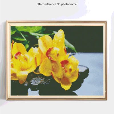 Diamant Schilderij Met Ronde Steentjes Bloemen Afbeeldingen Van Strass Diamant Borduurwerk 20X30 yellow