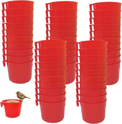 Plastic Duiven Voeders - Kippen Voederbakjes - Vogels Voeden - Hangend Ontwerp - 50 stuks - Rood