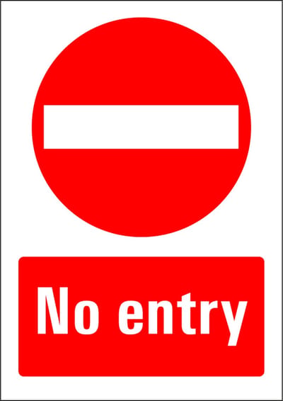 No entry sticker 210 x 297 mm