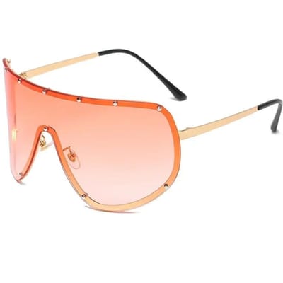Nouveaux Lunettes Steampunk Extra Larges pour Femmes Tendances Punk Y2k Lunettes de Soleil Hommes Lunettes de Designer Années 2000 Protection UV 400 De Sol Oculos beige