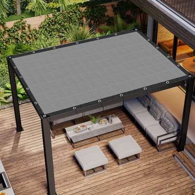 85% tuin, licht, luchtdoorlatend, schaduwnet, zonnezeil voor tuin, auto, zonnezeil met rand met ogen, grijs