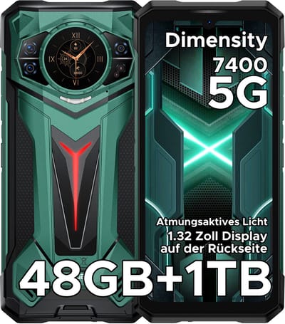 DOOGEE S200 Ultra 5G - Robuuste Smartphone - Robuuste Telefoon - 48GB RAM + 1TB ROM /2TB TF -Dimensity 7400 - 11000 mAh /66W --6,72 inch 120Hz - Android 15 -Nachtzicht-100 MP AI camera - NFC - GPS -1,32 inch display achteraan - Groente