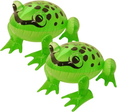 Opblaasbare kikker - 2x - decoratie - groen - 40 cm - dieren