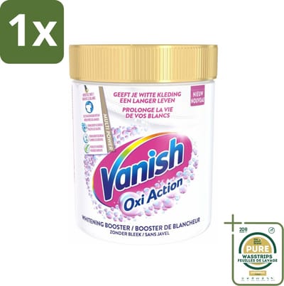 1 x Vanish Oxi Action - Vlekkenverwijderaar Poeder - Zonder Bleek - Witte Was - 550 Gram- Vlekkenverwijderaar - Witte Was - Bleekvrije Was - Wasmiddel - Wasgeleid