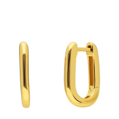Lucardi Dames Zilveren ovalen oorringen goldplated - Oorbellen - 925 Zilver - Goudkleurig