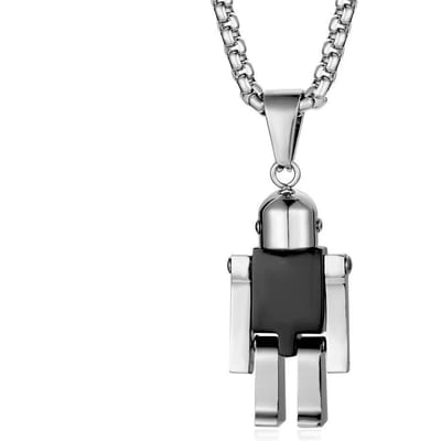 Beweegbare Titanium Stalen Robot Hanger, Japanse en Koreaanse Hip Hop Stijl Trendy Ketting Truiketting Hanger white