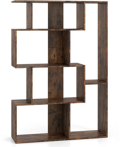 CORE Geometrische boekenkast - Boekenkast - Boekenplank - Kast met 6 vakken - Open kast - 80x30x120cm - Rustiek bruin