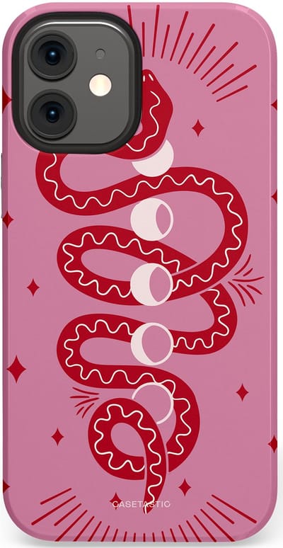 Casetastic Hoesje Geschikt voor Apple iPhone 12 Mini - Stijlvolle Beschermende Duo-layer Case - Eclipseslang
