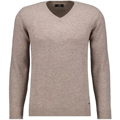 Ragman Trui Mélange Uni Color V-Neck Merino Cashmere Knit Camel / male
