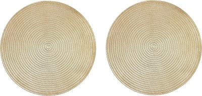 Krumble Placemat - Set van 2 - Placemats - Onderzetter - Rond - PVC - Tafelbeschermer - Onderlegger - Hittebestendig - Decoratieve placemat - Rond - Goud