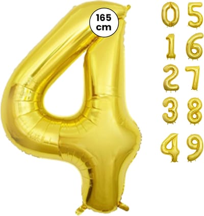 Fienosa Cijfer Ballonnen nummer 4 - Goud - 165 cm - Helium Ballon - Verjaardag ballon - Verjaardag versiering - Leeftijd verjaardag - Verjaardagsballon - Verjaardag