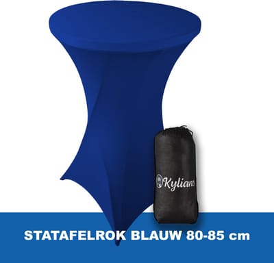 Statafelrok Blauw – 2 jaar garantie met Opbergtas - ∅ 80-85 x 110 cm - Statafelhoes - Luxe Extra Dikke Stretch Sta Tafelrok voor Statafel – Kras- en Kreukvrije Hoes