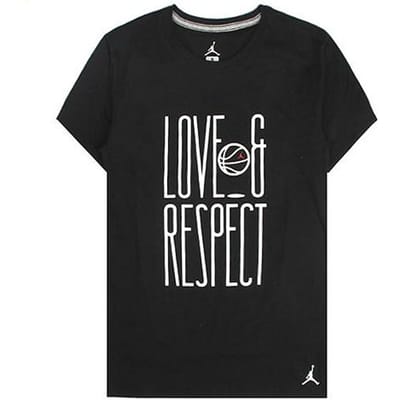 T-shirt Manches Courtes Col Rond Air Jordan 13 Love And Respect Homme Hauts Noir AQ4891-010 L gray