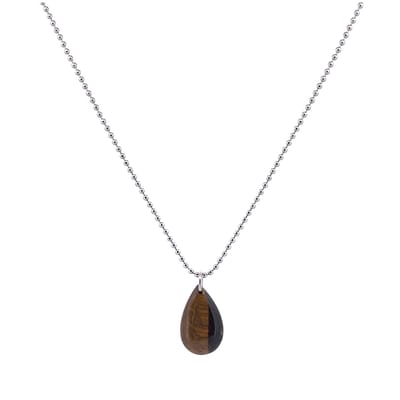 dames ketting ballchain RVS drop tijgeroog