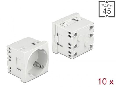 Delock Easy 45 Grounded Power Socket with a 45° arrangement extendable 45 x 45 mm 10 pieces