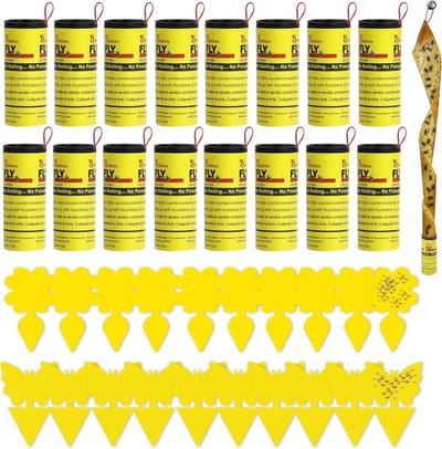 Vliegenvanger - 16 x Plakstrips en 20 x Gele Stickers - Effectieve Vliegenbestrijding Binnen en Buiten - ShopVlot