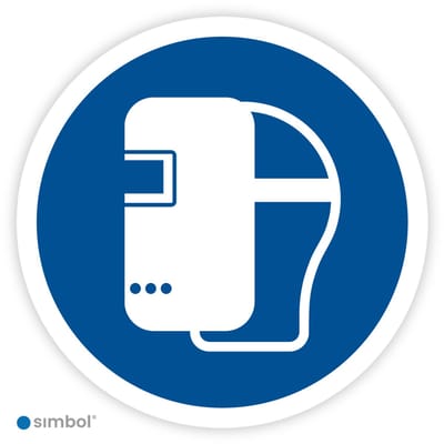 Simbol® - Stickers Dragen van lasmasker verplicht (M019) - Formaat ø 5 cm.