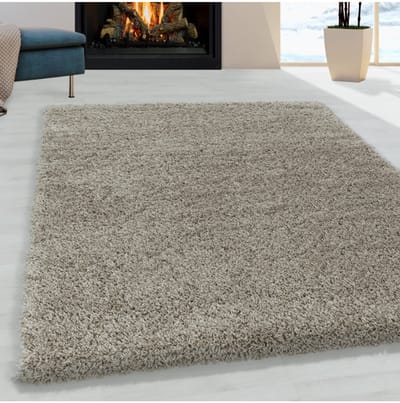 Shaggy Design woonkamerkleed, zachte pool, monochroom, naturel taupe 80x150 cm