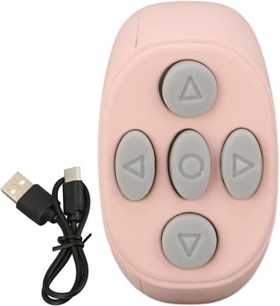 Draadloze Bluetooth Pagina Turner en Afstandsbediening voor Camera en Selfie, Draagbaar en Handig (Roze)