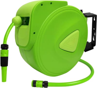 Slanghaspel - Waterslanghouder - Tuinieren en reinigen - 180 graden draaibaar - 30 + 2 meter - Groen