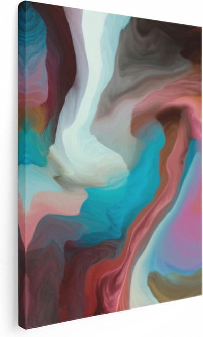 Artaza Canvas Schilderij Abstracte Kunst - 30x40 cm - Klein - Muurdecoratie Woonkamer - Wanddecoratie Roze - Kamer Accessoires