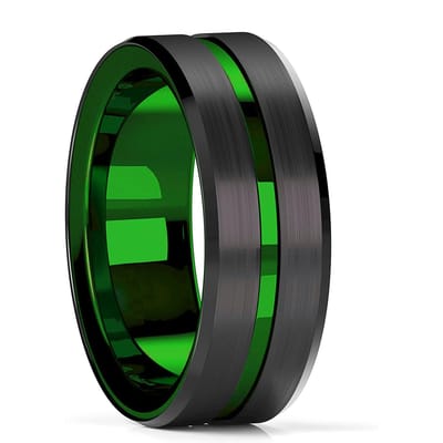 Trendy 8 mm veelkleurige titanium stalen ringen voor mannen dunne blauwe groef afgeschuinde rand roestvrijstalen herenring trouwring sieraden 10 gray