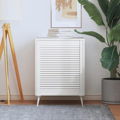Lamellendeur Hout - Kastdeur Jaloezie - Optimale Luchtcirculatie - Massief Grenenhout - 69 x 594 cm - Wit