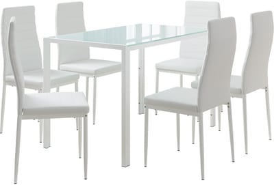 Vicco Grand Eettafelset – 120 x 75 cm met 6 stoelen Wit