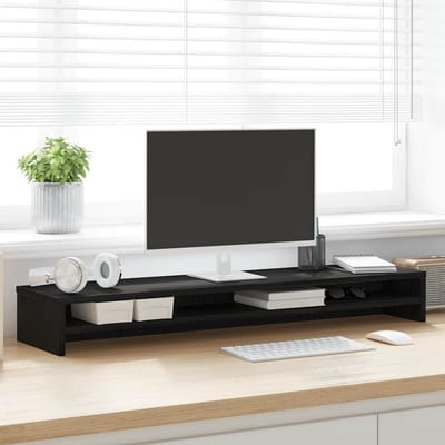vidaXL - Monitorstandaard - 100x24x13 - cm - zwart - eikenhout