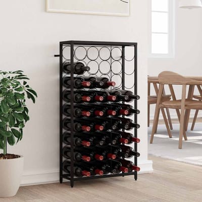 vidaXL - Wijnrek - voor - 45 - flessen - 54x18x100 - cm - smeedijzer - zwart