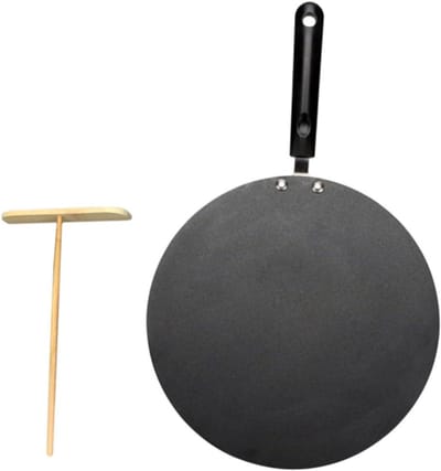 Koekenpan Set - Pannenkoekenpan Grillpan - Lekkere Pannenkoeken Bakken - Anti-aanbaklaag - 47x30x2.5cm - Zwart