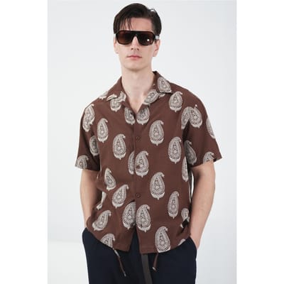 Korte Mouwen Paisley Print Shirt