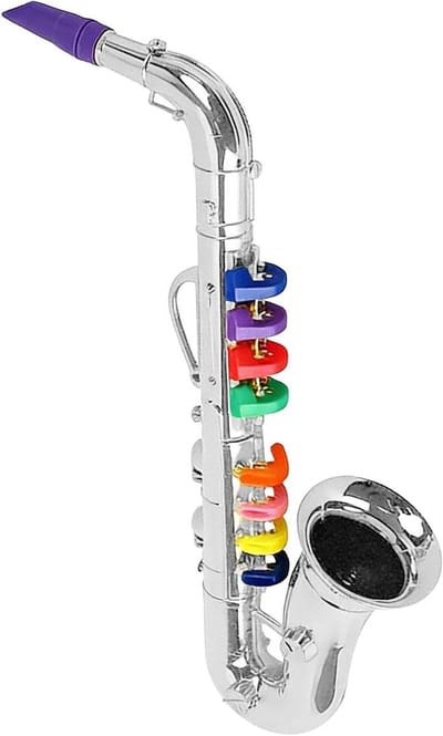 Kinder Saxofoon - Muziekblazer Speelgoed - Muziek Leren - 7 Instrumentenmodi - 45 cm - Zilver
